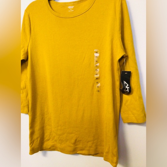 NWT Anne Klein sport golden yellow basic knits shirt size XL - Picture 2 of 5